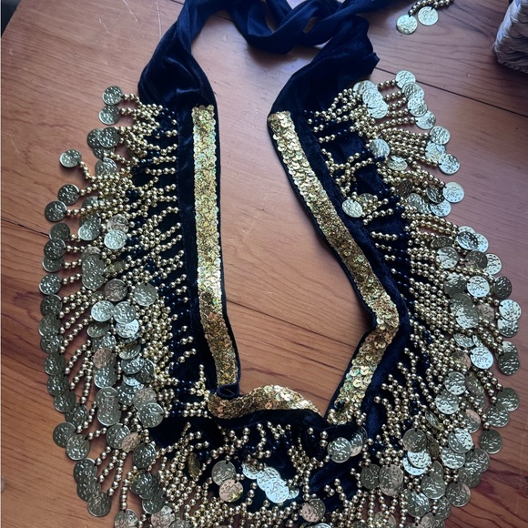 Belly Dance Hip Scarf Skirt |  Black | Gold Coin | Wrap | Festival | Rave - Picture 4 of 7